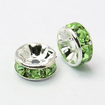 Zöld strasszos rondella, 4 mm (10 db)