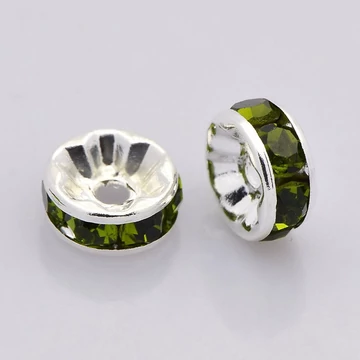 Zöld strasszos rondella, 6 mm (10 db)