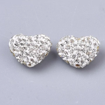 Strasszköves szív köztes dísz, 8x10 mm, 1 db