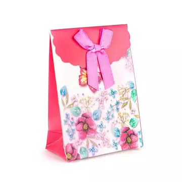 Kicsi (virágos, lepkés) papír táska, 10x8 cm 