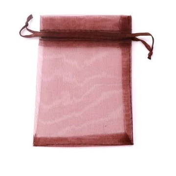 Tüll tasak (12), kb. 10x12 cm, barna (10 db)