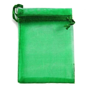 Tüll tasak (17), kb. 10x12 cm, sötétzöld (10 db)