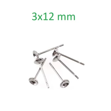 Fülbevaló stift, csészés, 3 mm (100 db)