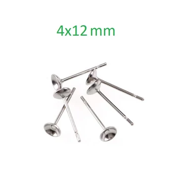 Fülbevaló stift, csészés, 4 mm (100 db)