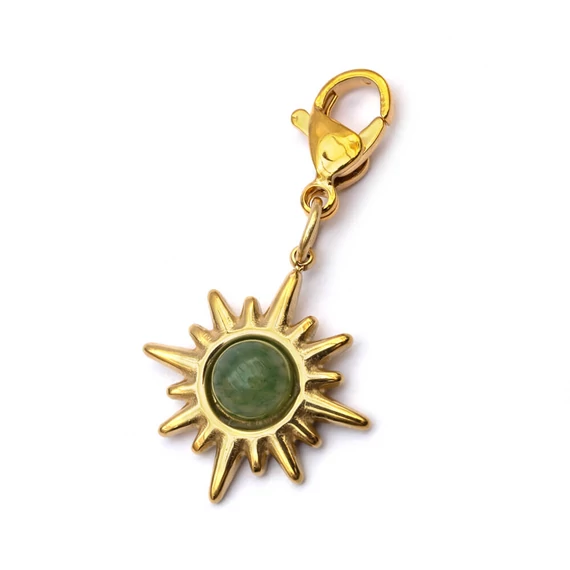 Aventurin charm, csillag forma, arany színű kb. 35 mm