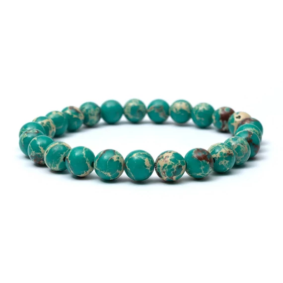 Regalit gumis ásvány karkötő, türkizzöld, 8 mm