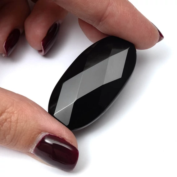 Ónix gyöngy, fazettált, ovális, 40x20 mm