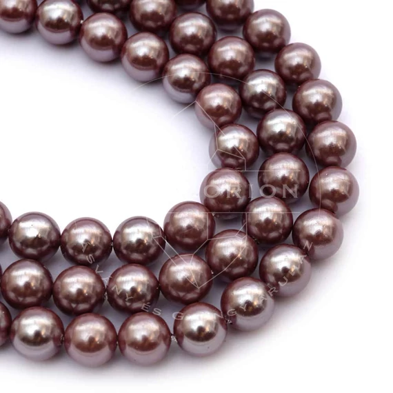 Shell pearl (lila) golyós szál, 8 mm, kb. 39 cm