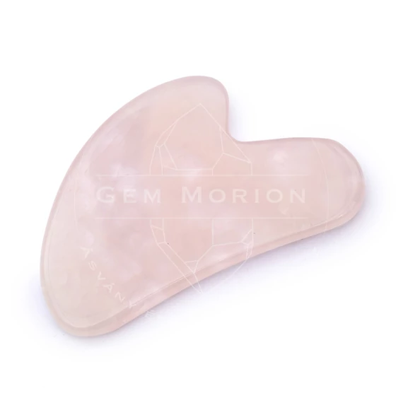 Rózsakvarc arcmasszírozó, Gua Sha, kb. 80x50 mm