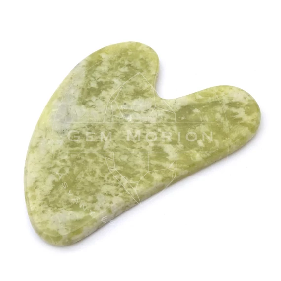 Kínai jade arcmasszírozó, Gua Sha, kb. 80x50 mm