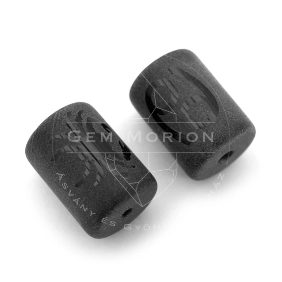 Fekete horoszkóp (rák) köztes dísz, henger, kb. 14x10 mm (1 db)