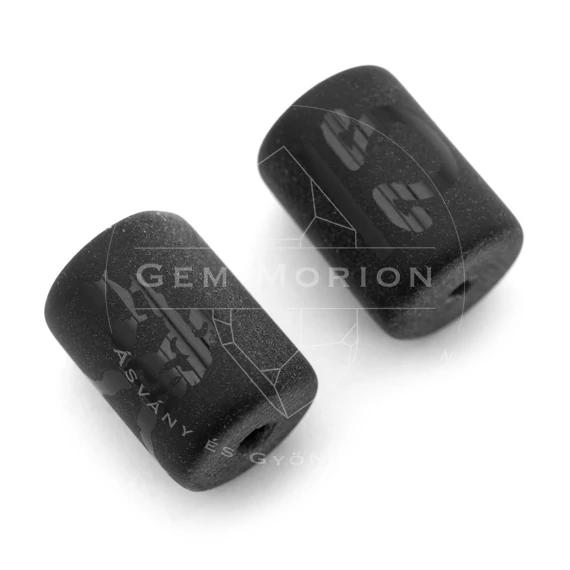 Fekete horoszkóp (mérleg) köztes dísz, henger, kb. 14x10 mm (1 db)