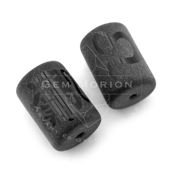 Fekete horoszkóp (oroszlán) köztes dísz, henger, kb. 14x10 mm (1 db)