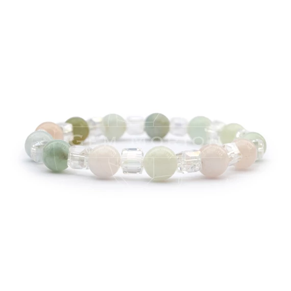 Berill multi és kristály női gumis ásvány karkötő,  8 mm