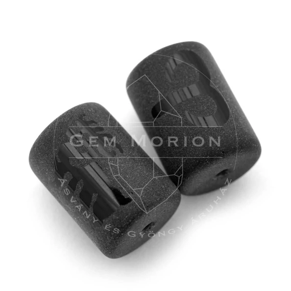 Fekete horoszkóp (kos) köztes dísz, henger, kb. 14x10 mm (1 db)
