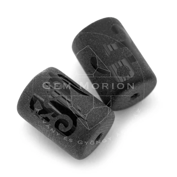 Fekete horoszkóp (bak) köztes dísz, henger, kb. 14x10 mm (1 db)
