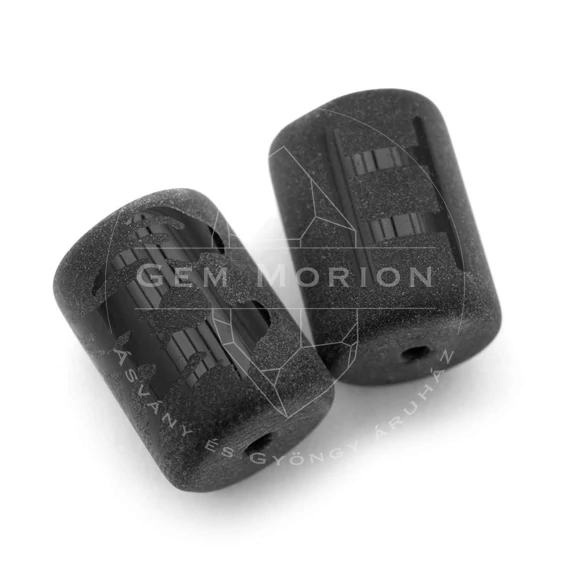 Fekete horoszkóp (ikrek) köztes dísz, henger, kb. 14x10 mm (1 db)
