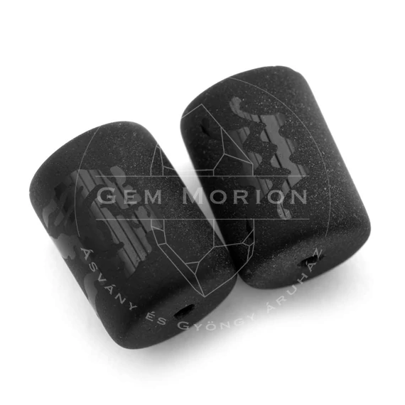 Fekete horoszkóp (vízöntő) köztes dísz, henger, kb. 14x10 mm (1 db)