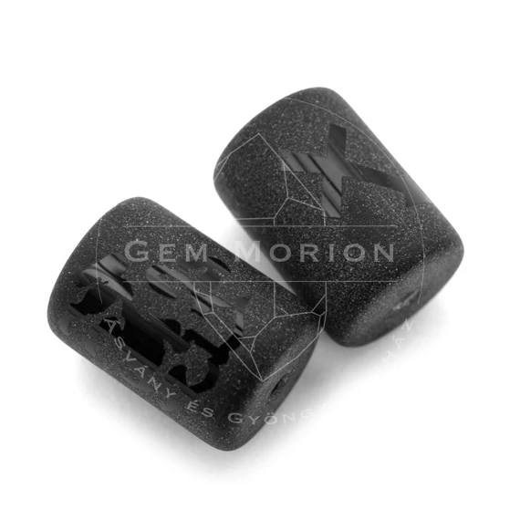 Fekete horoszkóp (nyilas) köztes dísz, henger, kb. 14x10 mm (1 db)