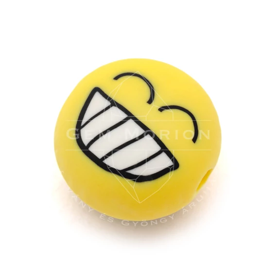 Polymer emoji, 3.minta, köztes dísz, kb. 10-13 mm