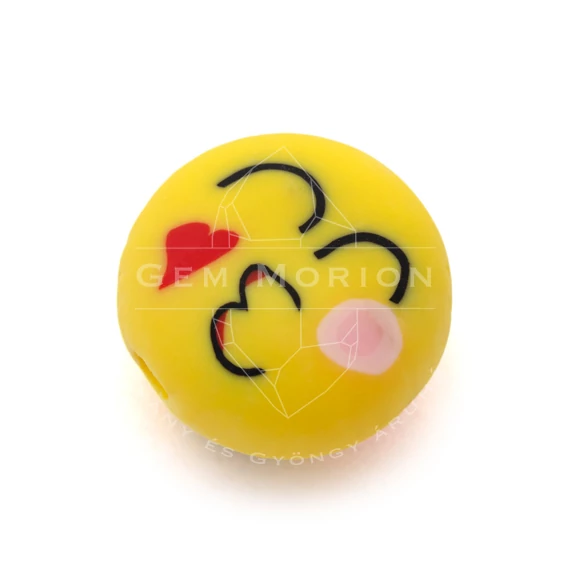 Polymer emoji, 12.minta, köztes dísz, kb. 10-13 mm