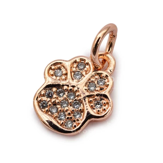 Tappancs, cirkón köves, rosegold színű, karikával kb.10x9 mm (1db)