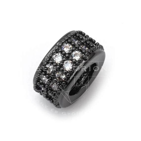 Kerek cirkóniás köztes dísz, fekete, 8x4 mm, 1 db