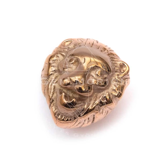 Nemesacél oroszlán fej köztes dísz, rosegold, 13x11,5x10,5 mm, 1 db