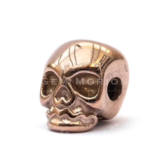 Nemesacél koponya köztes dísz, rosegold, 11x8x10 mm, 1 db