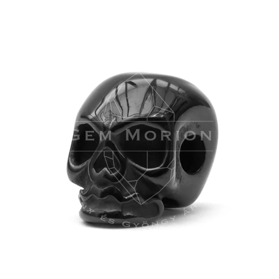 Nemesacél koponya köztes dísz, fekete, 11x8x10 mm, 1 db
