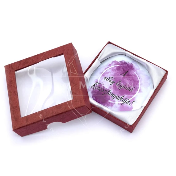Kísérő kártya, A világ legjobb keresztanyukája, pink, kerek 9x9 cm