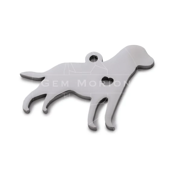 Nemesacél kutya medál, labrador, kb.30x20 mm, 1 db
