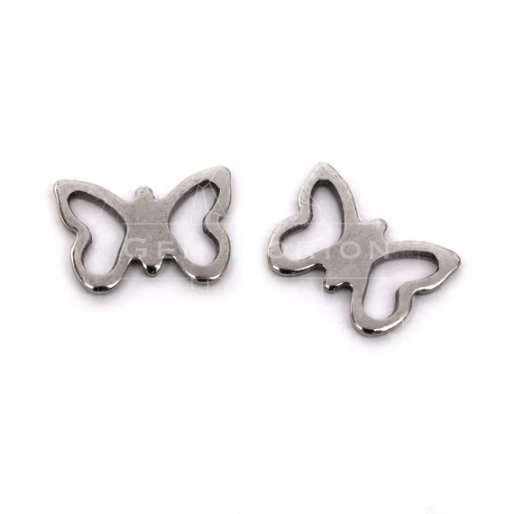 Nemesacél pici lepke medál, 1x5 mm, 2 db
