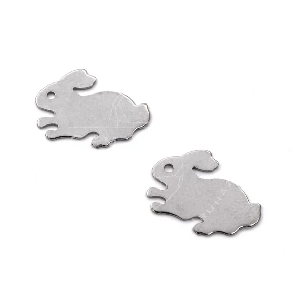 Nemesacél pici nyuszi medál, 1x5 mm, 2 db