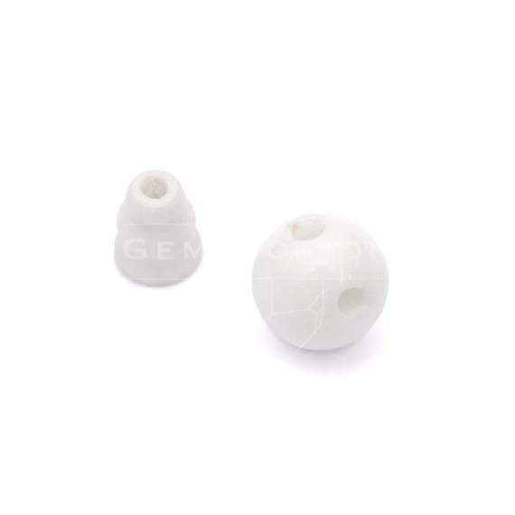 Fehér jáde guru gyöngy, 10 mm, 1 pár