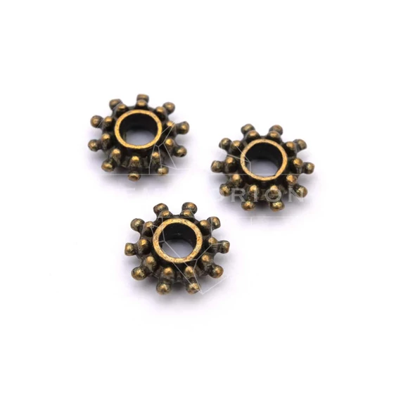 Tárcsa köztes dísz, bronz szín, 9x3 mm, 20 db