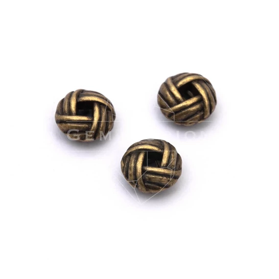 Csomó köztes dísz, bronz szín, 6x3 mm, 10 db