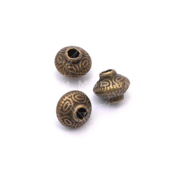 Bali gyöngy köztes dísz (8), bronz szín, 5,4x6,3 mm, 10 db
