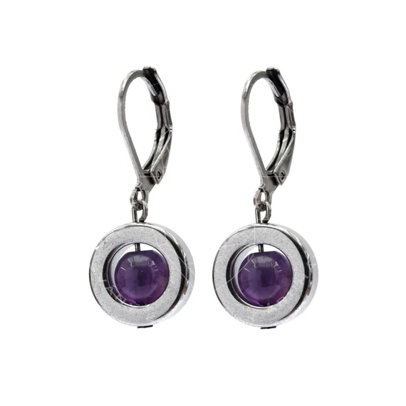 Hematit karika, ezüst, 6 mm golyós ametiszt fülbevaló, 12-30 mm