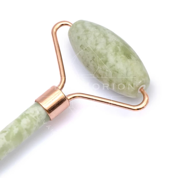 Jade masszázs roller, 2 hengeres, rosegold szín, kb. 14 cm
