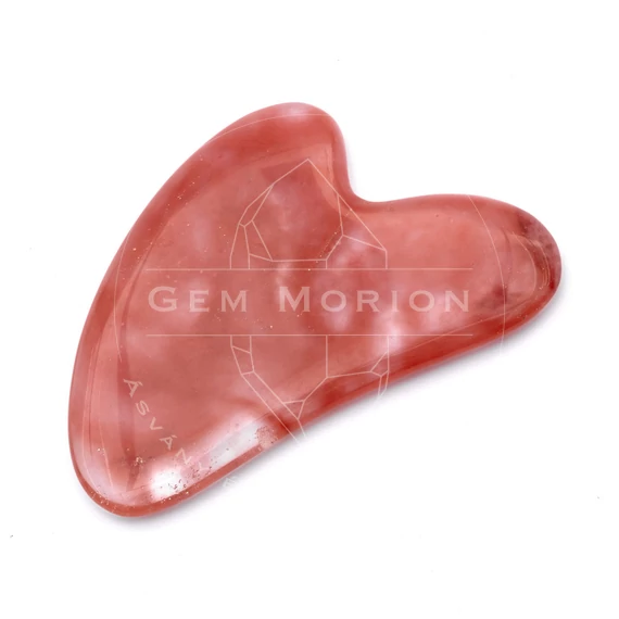 Cseresznyekvarc arcmasszírozó, Gua Sha, kb. 80x50 mm