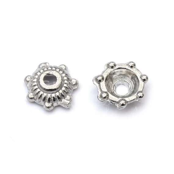 Virág mintás gyöngykupak, 5,5 mm (10 db)