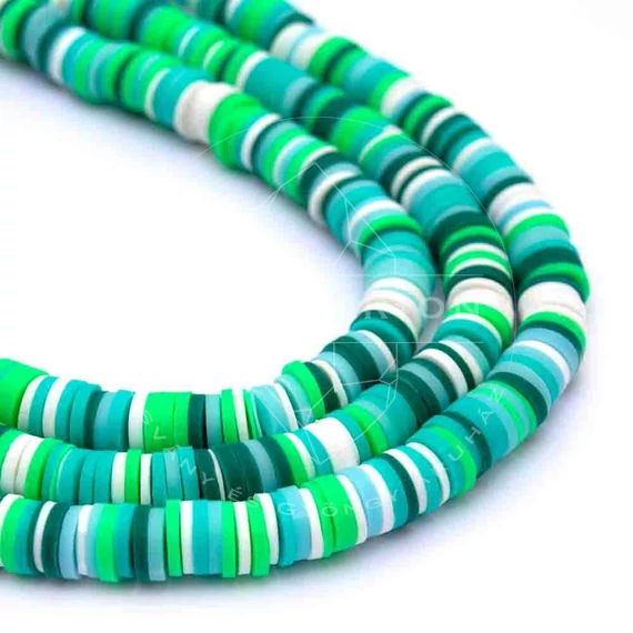 Polymer (zöld multi) button szál, 6 mm, kb. 39 cm