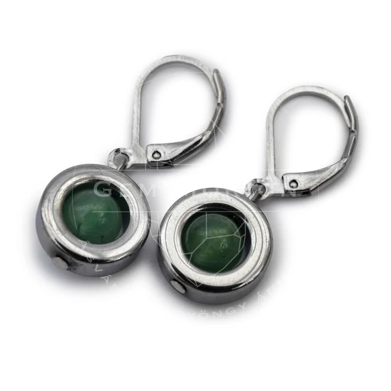 Hematit karika, ezüst, 6 mm golyós aventurin fülbevaló, 12-30 mm