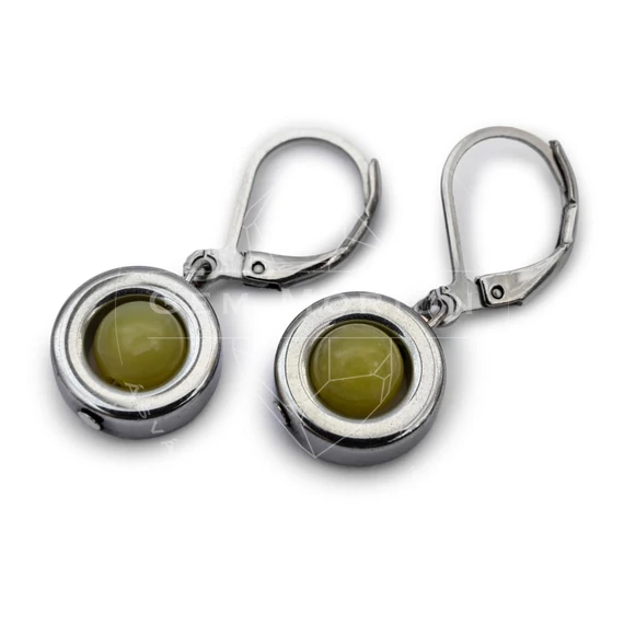 Hematit karika, ezüst, 6 mm golyós jade fülbevaló, 12-30 mm
