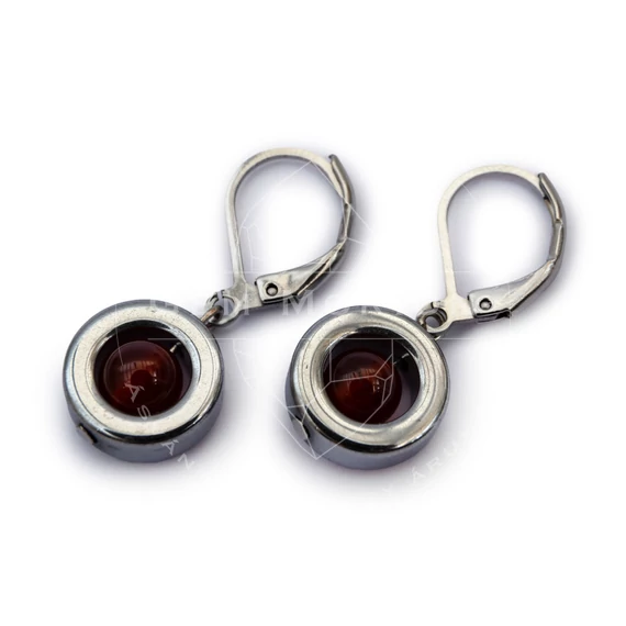 Hematit karika, ezüst, 6 mm golyós karneol fülbevaló, 12-30 mm