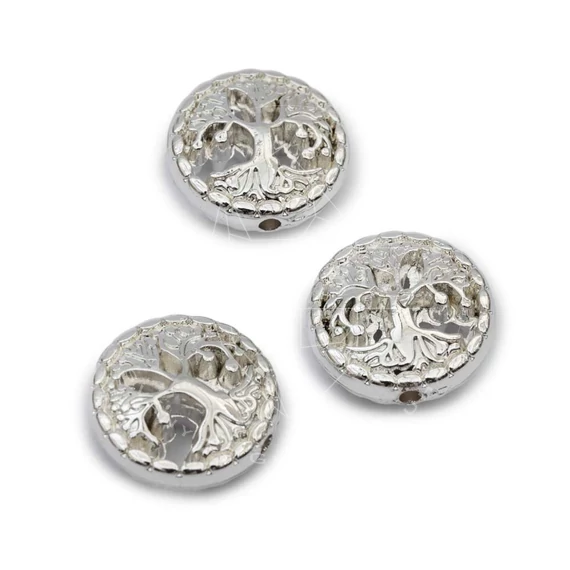 Hematit (ezüst szín) életfa köztes dísz, 13x4,5 mm (3 db)