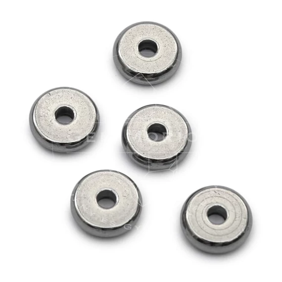 Nemesacél button köztes dísz, 6 mm, 10 db
