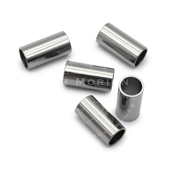 Nemesacél henger, köztes dísz, ezüst, kb. 10x5 mm, 4 mm furat (5 db)