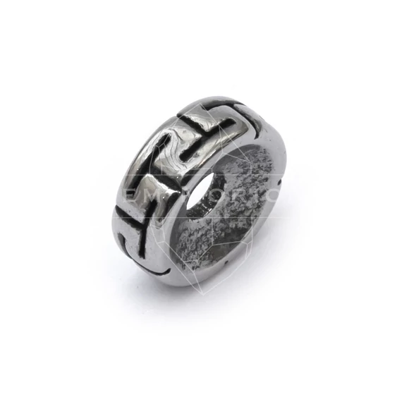 Nemesacél görög mintás köztes dísz, 8x3 mm, 1 db